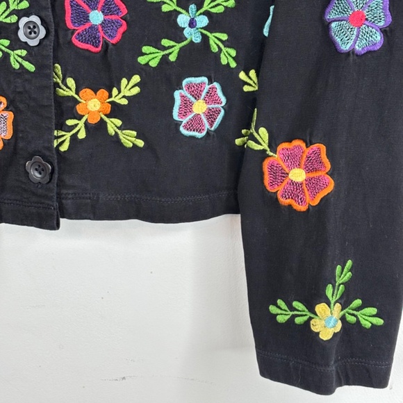 VTG Michael Simon Embroidered Cardigan L Lightweight Floral Boho Artsy Lagenlook - Picture 3 of 10